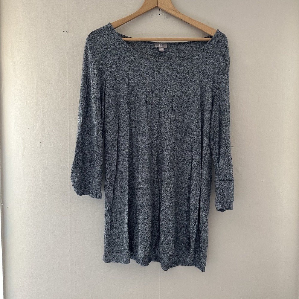 J Jill Womens Tunic Top Size M Heathered Gray Stretch 3/4 Sleeve Capsule Minimal